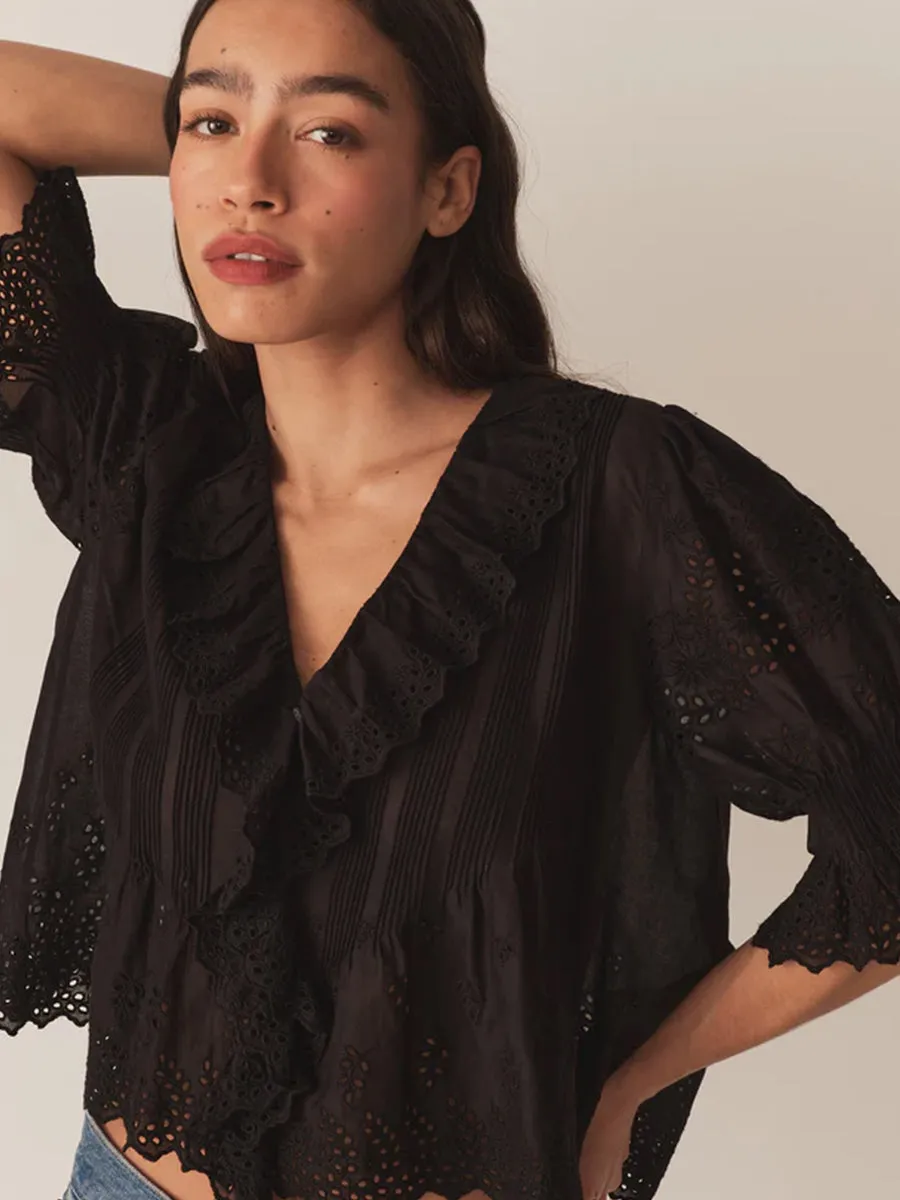 Henri Top in Black Eyelet