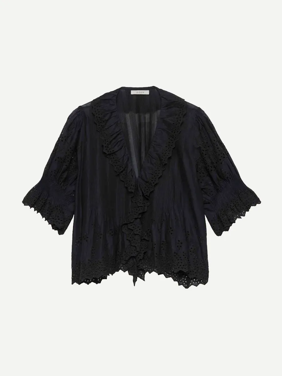 Henri Top in Black Eyelet