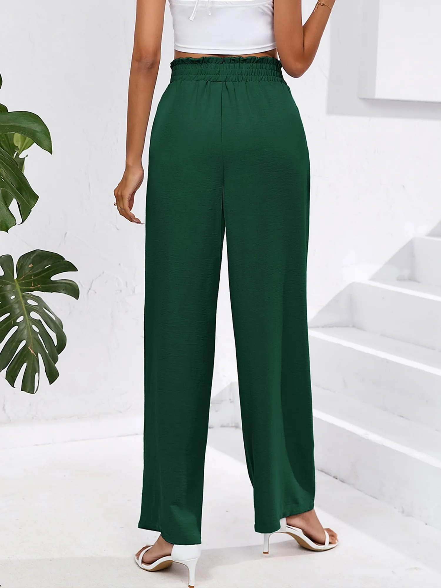 High Waist Wide Leg Palazzo Pants with Pockets with Loose Belt and super Flowy