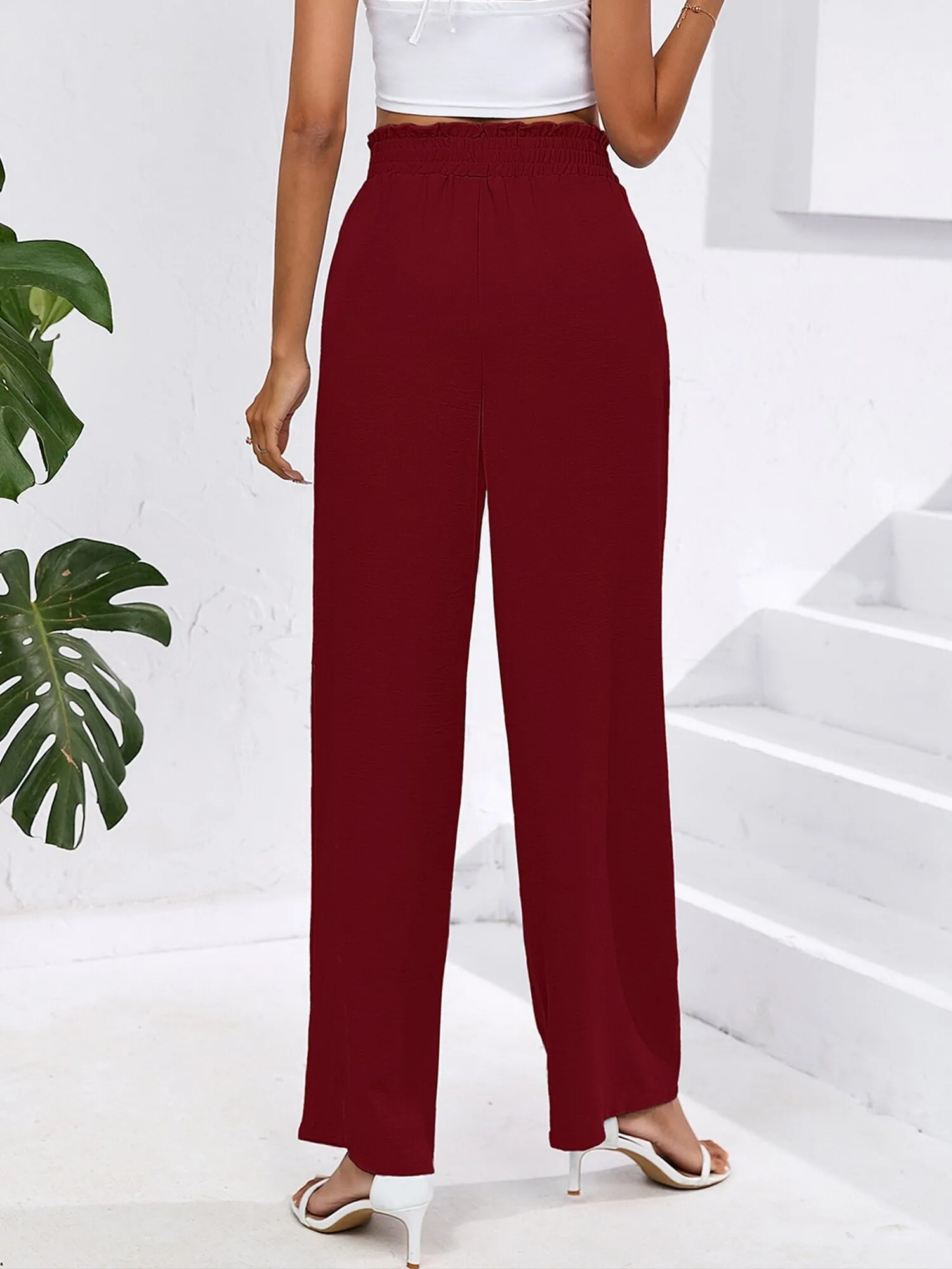High Waist Wide Leg Palazzo Pants with Pockets with Loose Belt and super Flowy