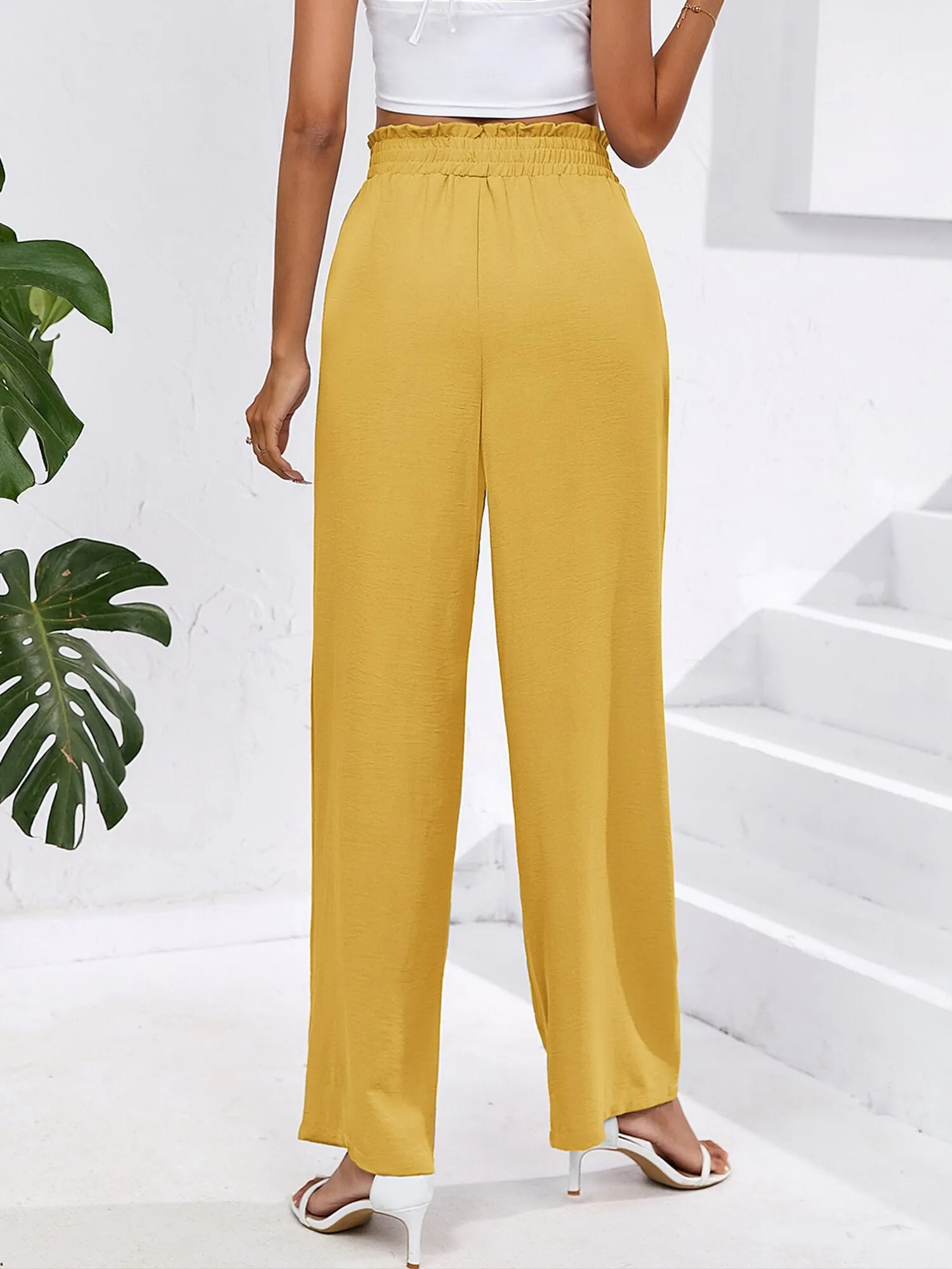 High Waist Wide Leg Palazzo Pants with Pockets with Loose Belt and super Flowy