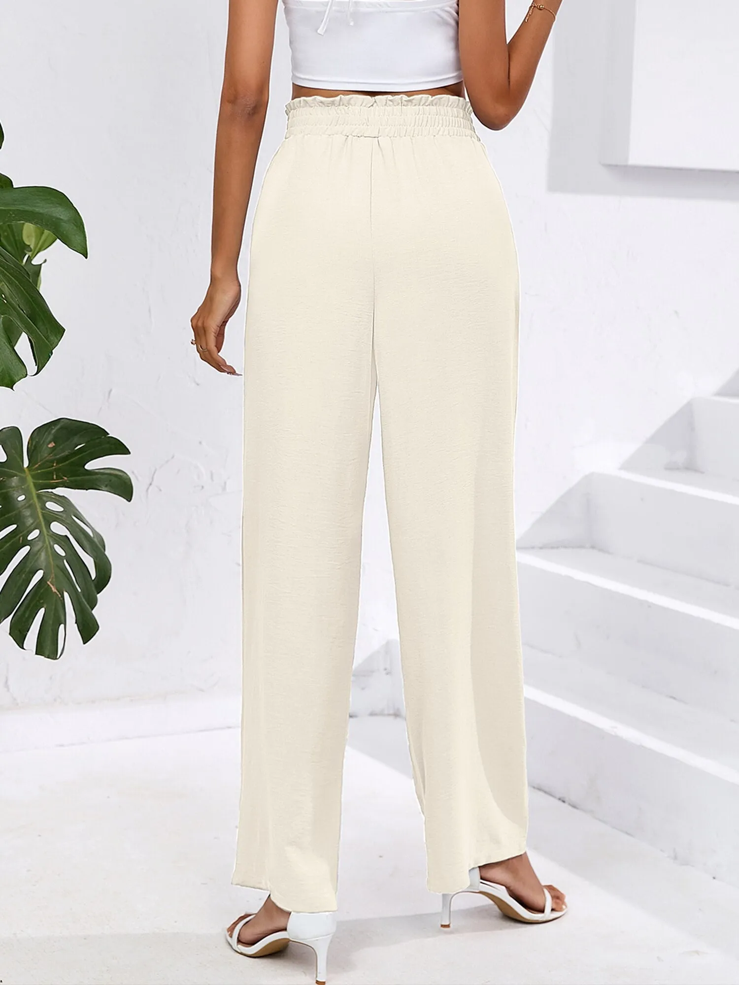 High Waist Wide Leg Palazzo Pants with Pockets with Loose Belt and super Flowy