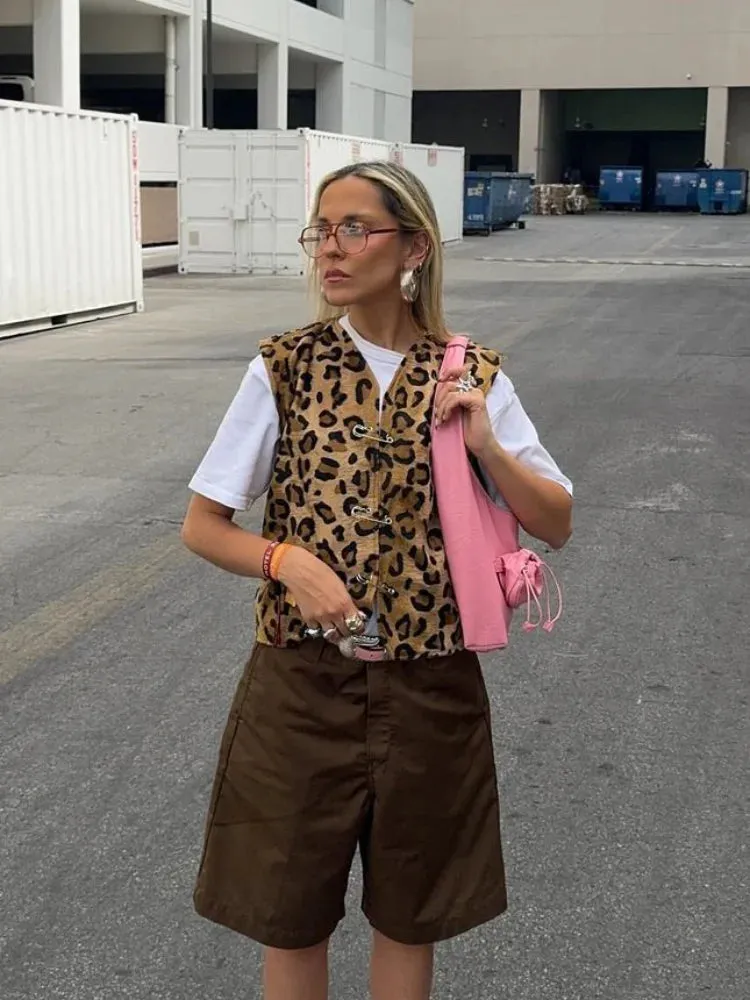 Ivyshape | Casual Leopard Vest