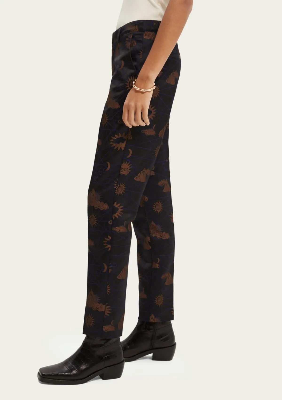 Jacquard Tapered High Rise Trousers | Scotch & Soda