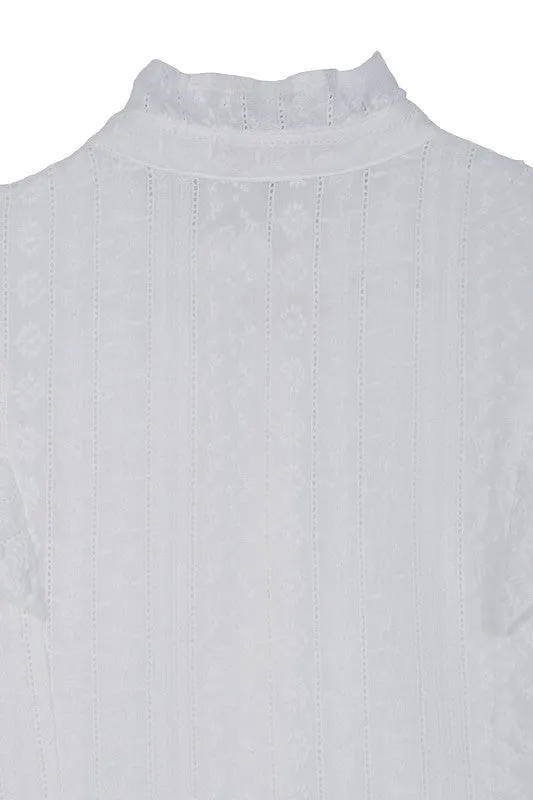 LILOU Eyelet embroidered Blouse with Ruffles