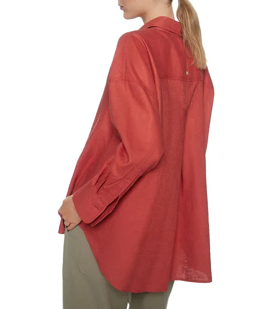 Long Sleeves Oversized Shirt Red