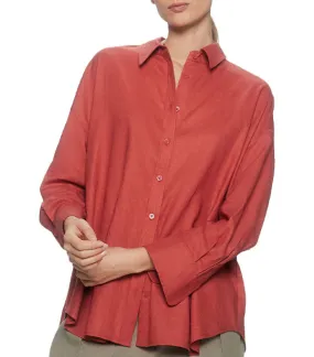 Long Sleeves Oversized Shirt Red