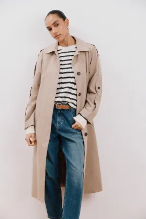 Long water-repellent trench coat - Sand