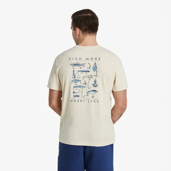 Men's Fish More Worry Less Hooks And Tackle Short Sleeve Tee
