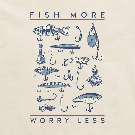 Men's Fish More Worry Less Hooks And Tackle Short Sleeve Tee
