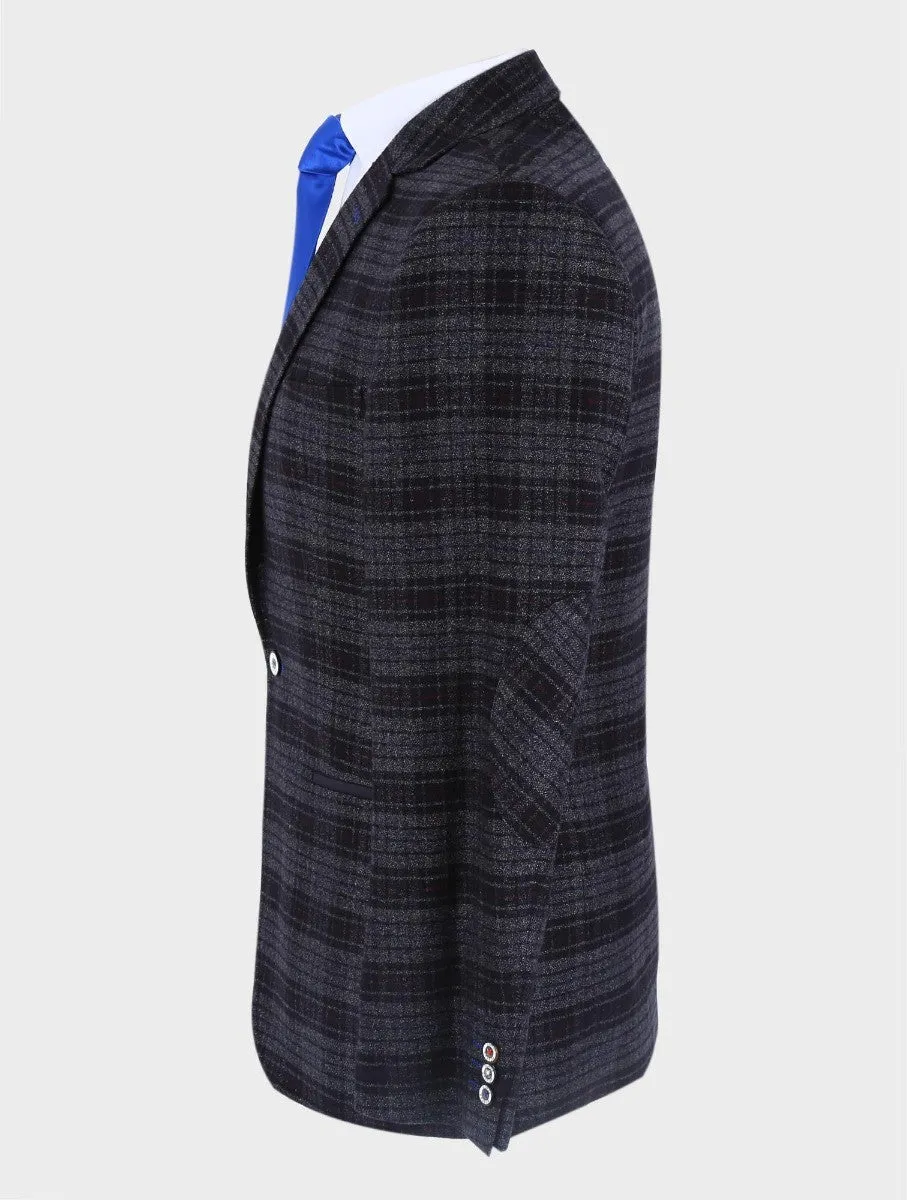 Men's Tweed Check Slim Fit Blazer - COSTELLO Black - Black