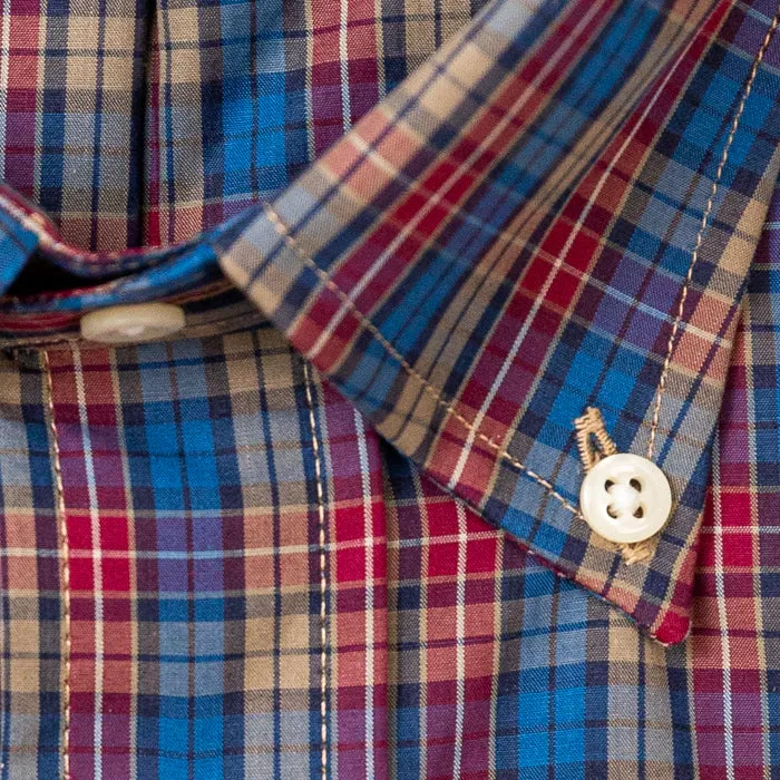 Navy Checked Winter Poplin