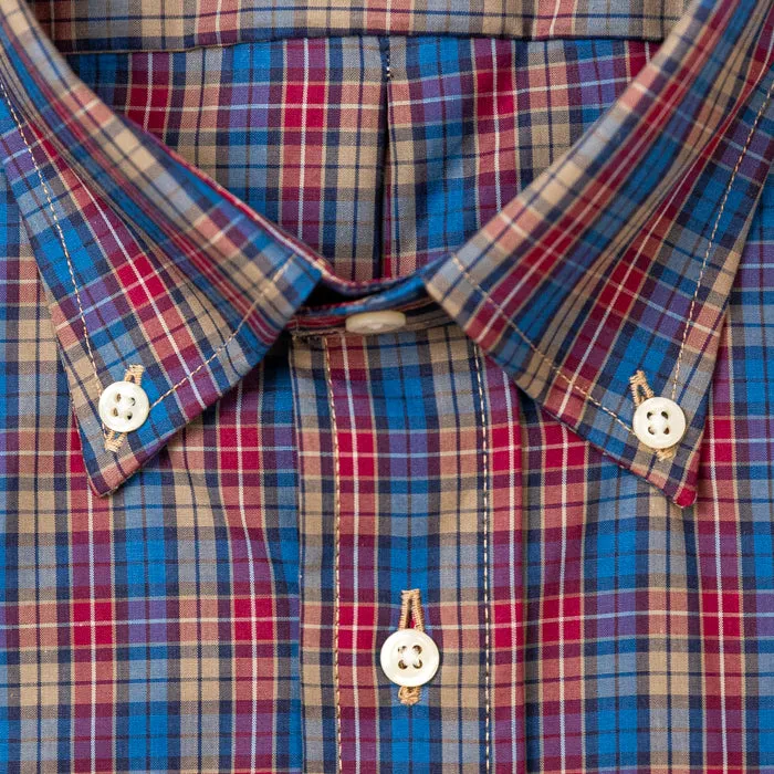 Navy Checked Winter Poplin