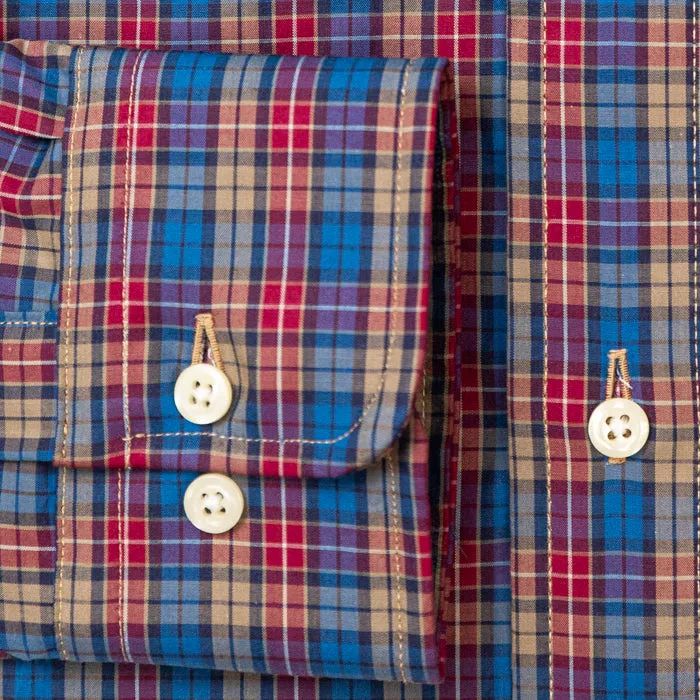 Navy Checked Winter Poplin