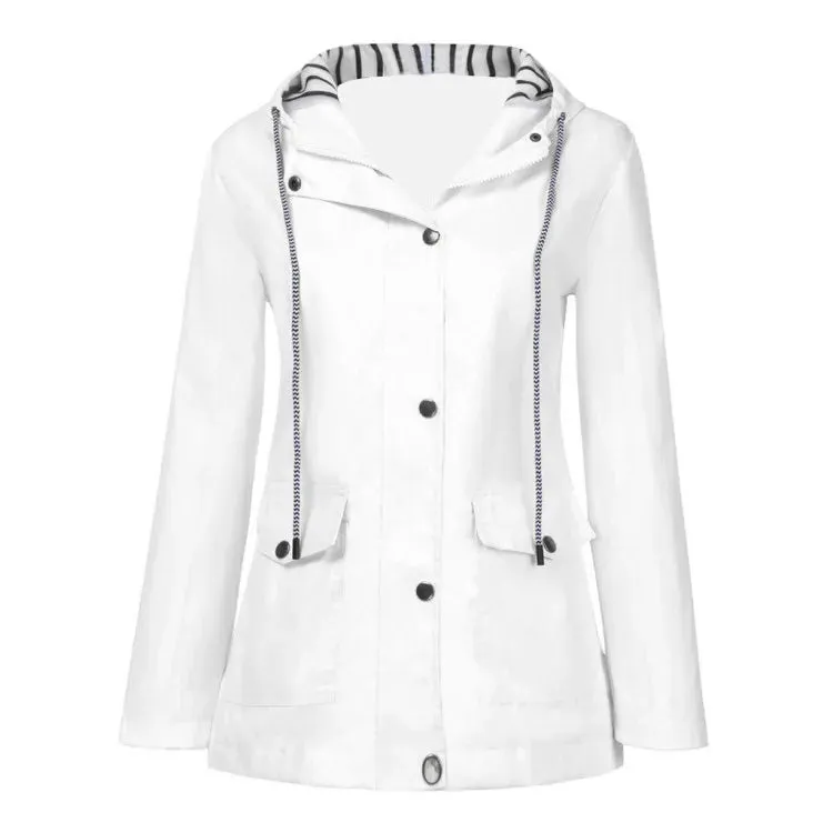 Outdoor Mountaineering Jacket, Solid Color, Simple and Comfortable Drawstring