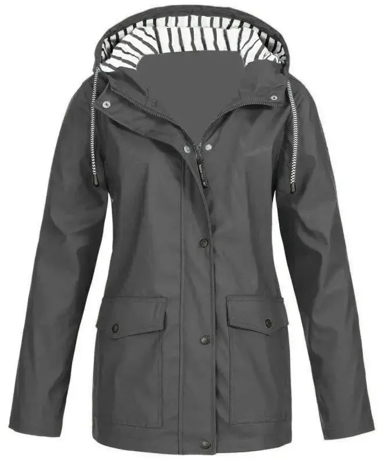 Outdoor Mountaineering Jacket, Solid Color, Simple and Comfortable Drawstring