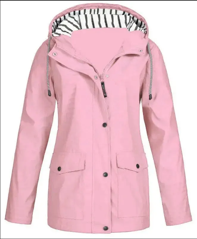 Outdoor Mountaineering Jacket, Solid Color, Simple and Comfortable Drawstring