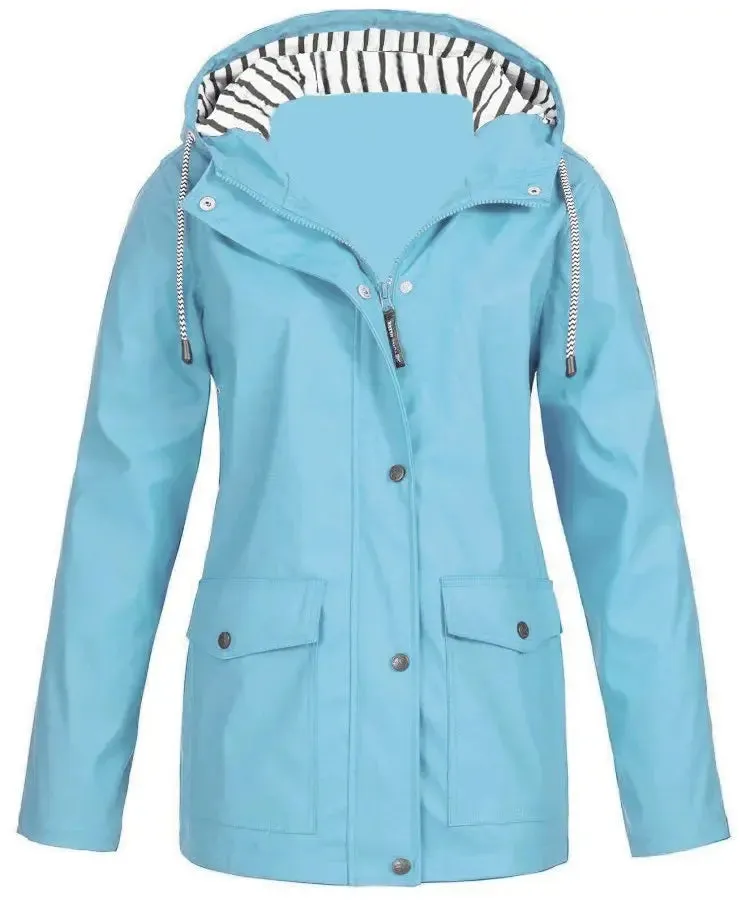 Outdoor Mountaineering Jacket, Solid Color, Simple and Comfortable Drawstring