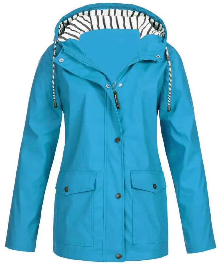 Outdoor Mountaineering Jacket, Solid Color, Simple and Comfortable Drawstring