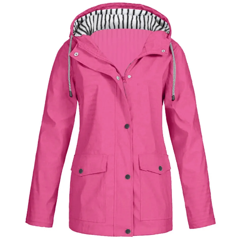 Outdoor Mountaineering Jacket, Solid Color, Simple and Comfortable Drawstring