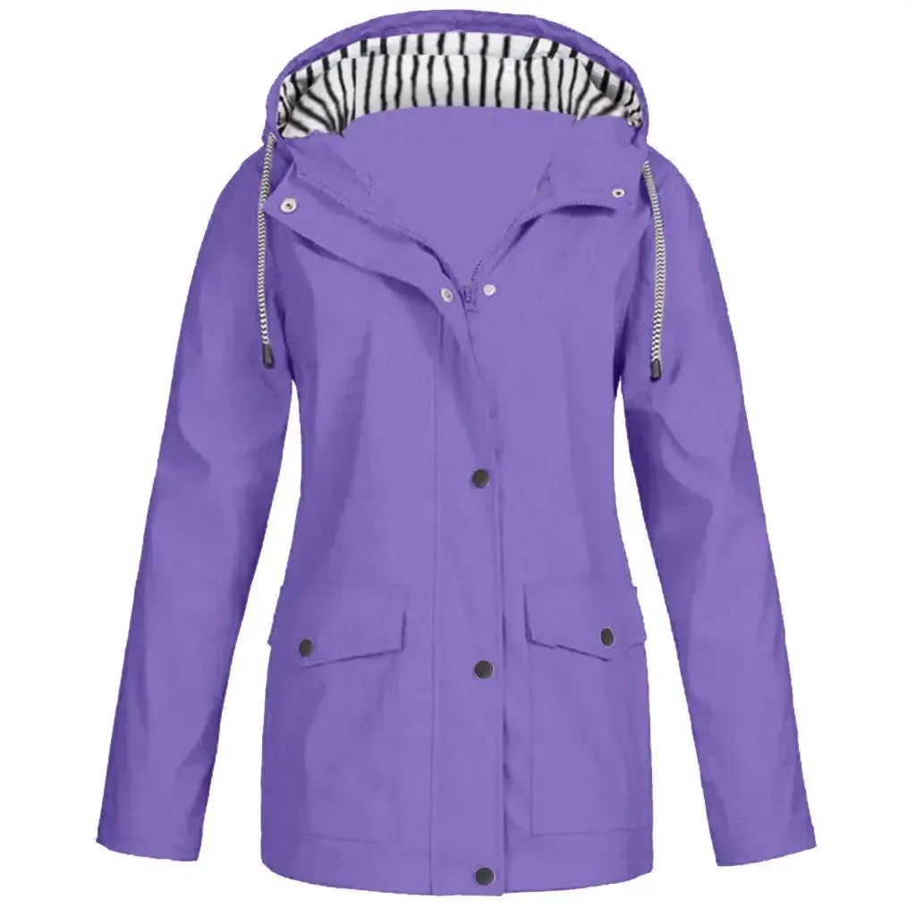 Outdoor Mountaineering Jacket, Solid Color, Simple and Comfortable Drawstring