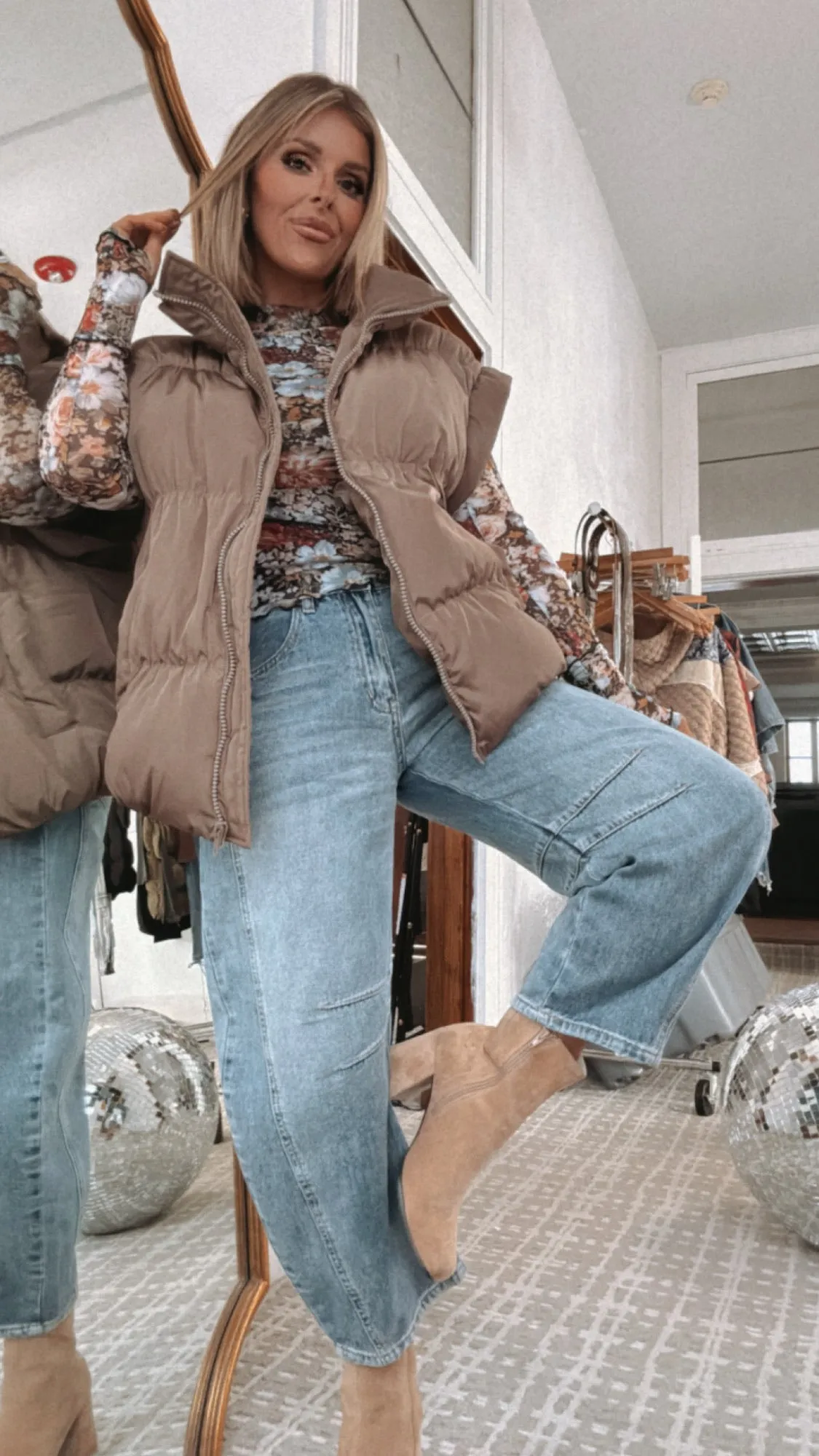 Over Sized Puffer Vest, Brown
