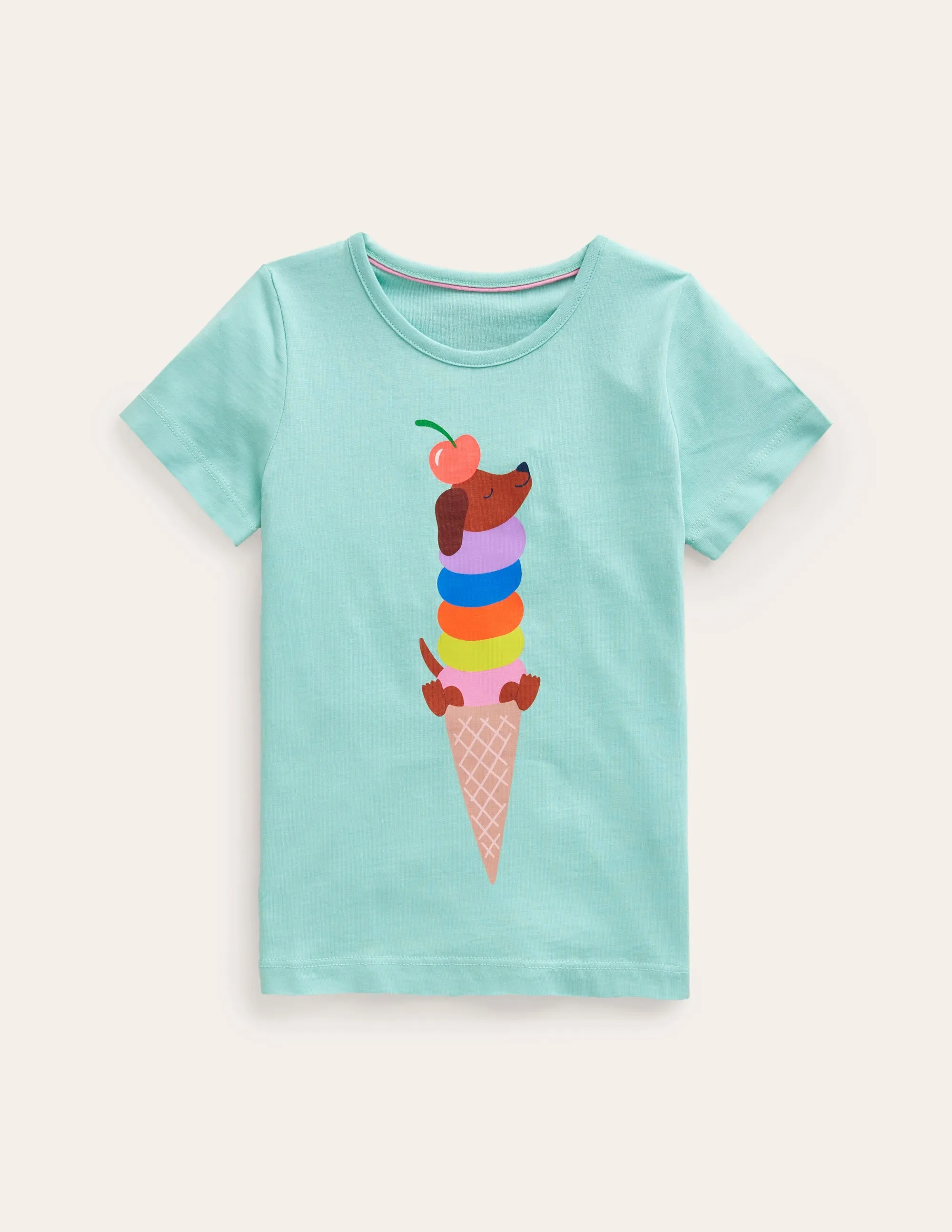 Printed Graphic T-Shirt-Fountain Green Ice Cream
