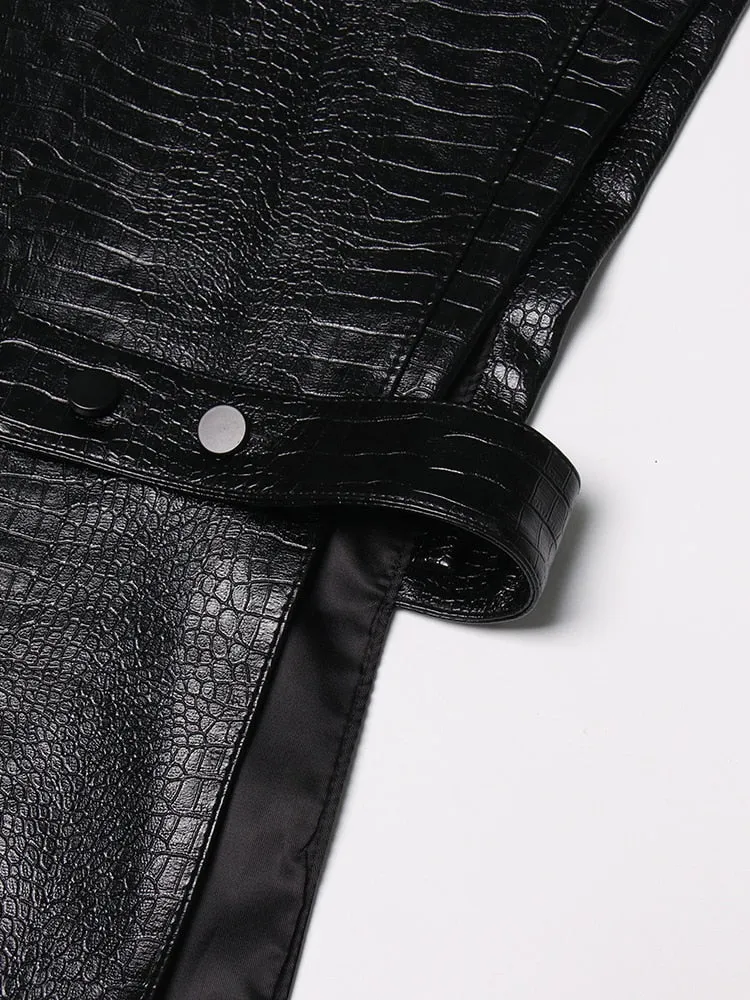 PU Leather V Neck Sleeveless Vest