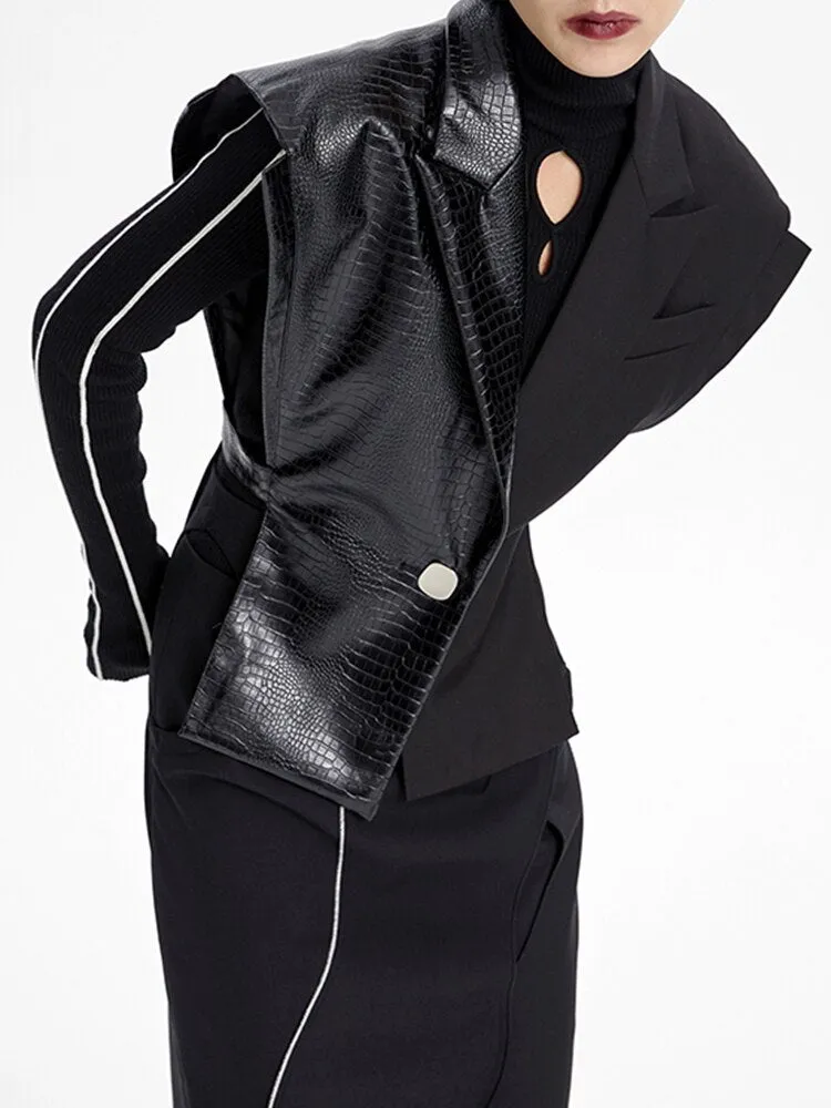 PU Leather V Neck Sleeveless Vest