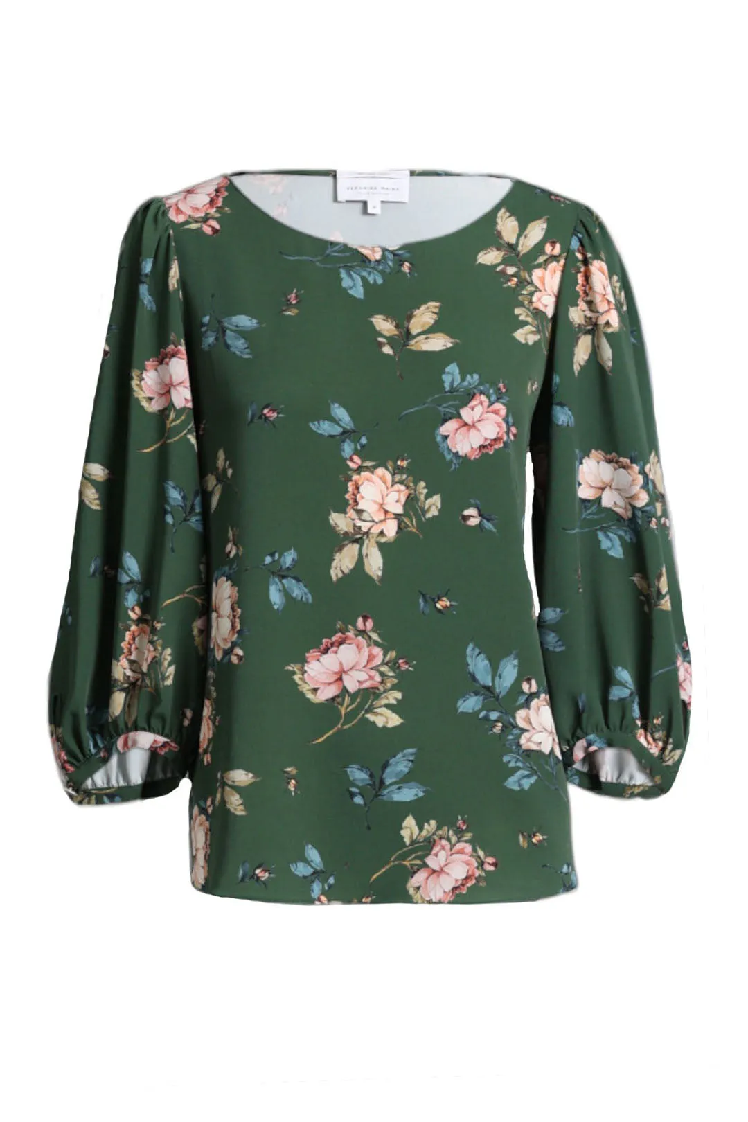 Round Neck Rose Blouse in Green