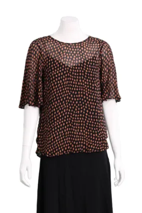 Ruffled Printed Round Neck Top