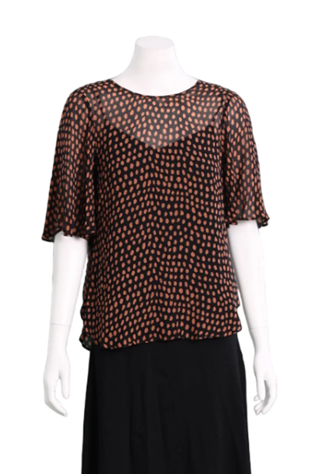 Ruffled Printed Round Neck Top
