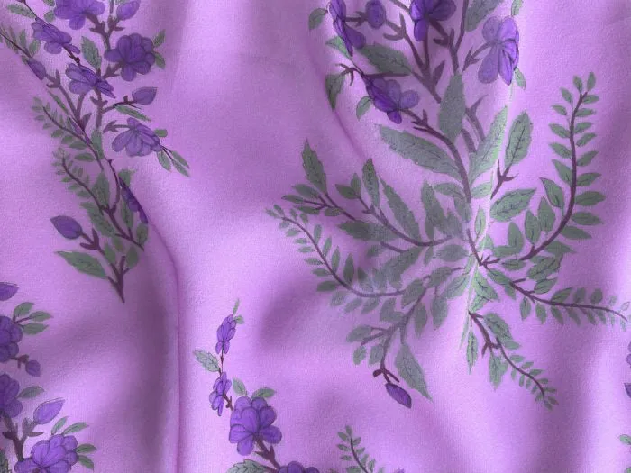 Sheer Gorgeous Lapis Fleurs Silk Chiffon (Made in Italy)