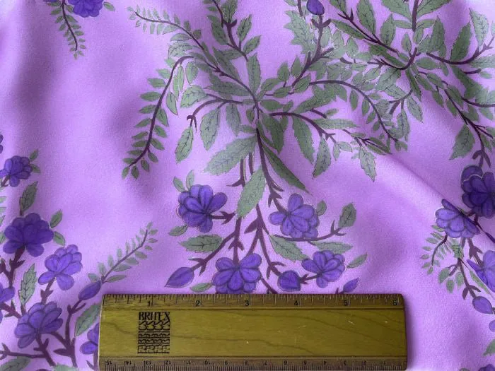 Sheer Gorgeous Lapis Fleurs Silk Chiffon (Made in Italy)