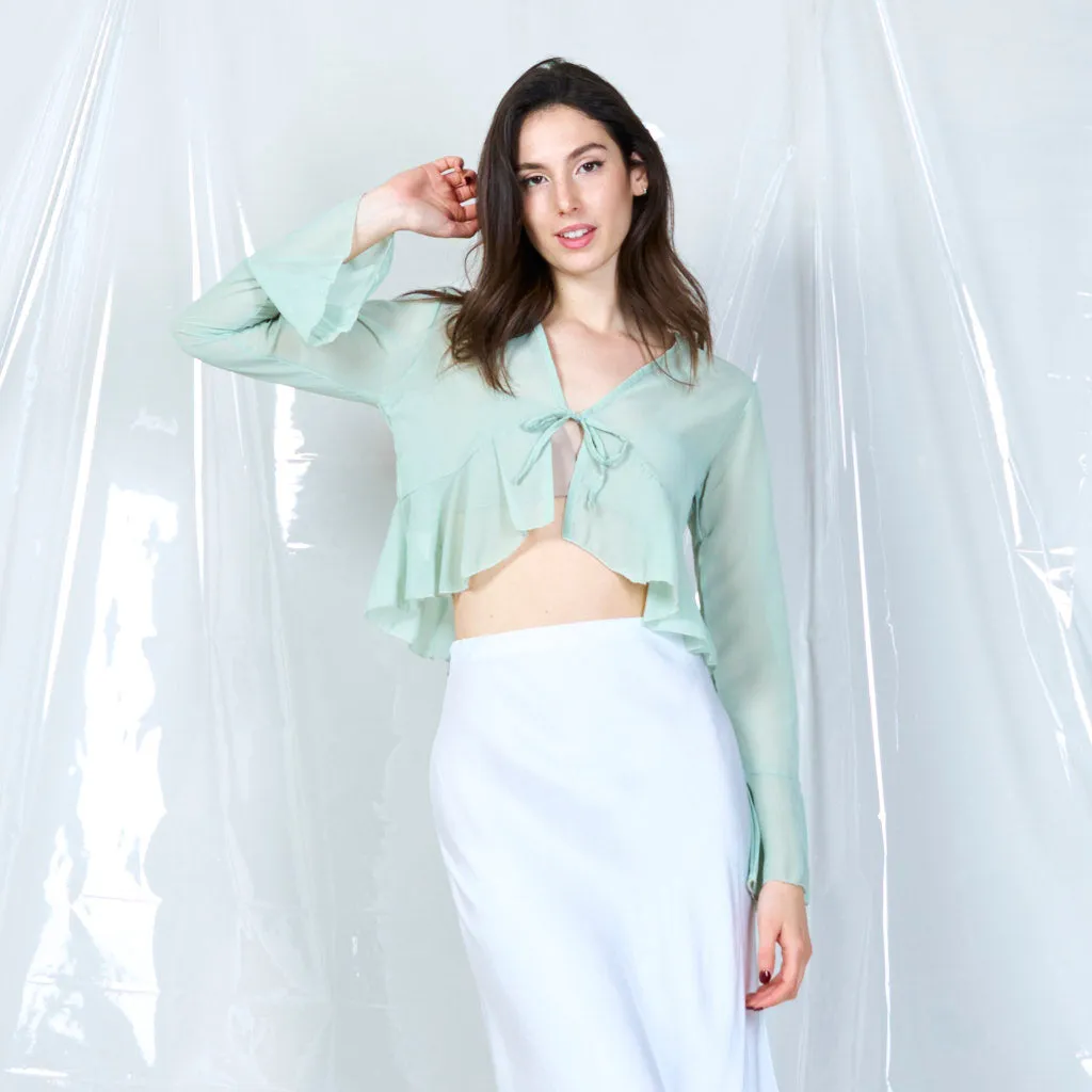 Sheer tie-front blouse wholesale