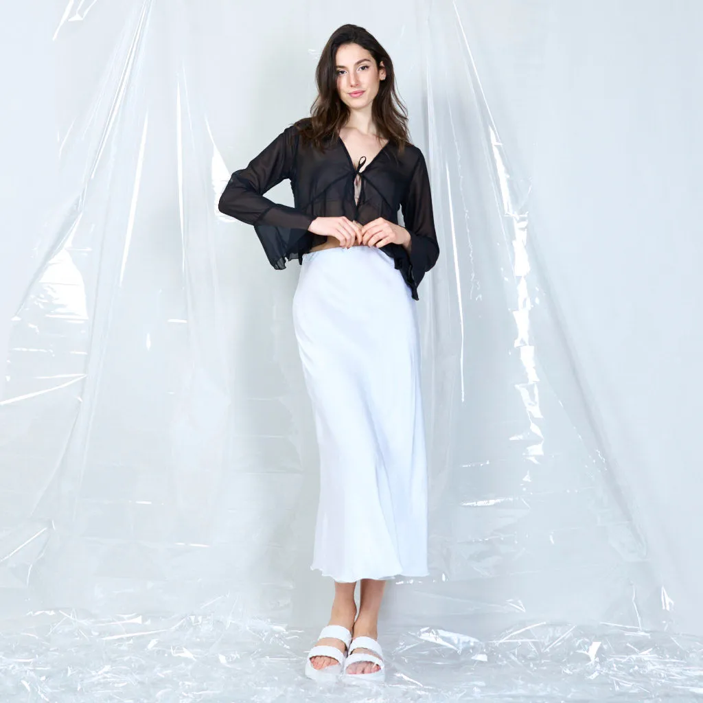 Sheer tie-front blouse wholesale