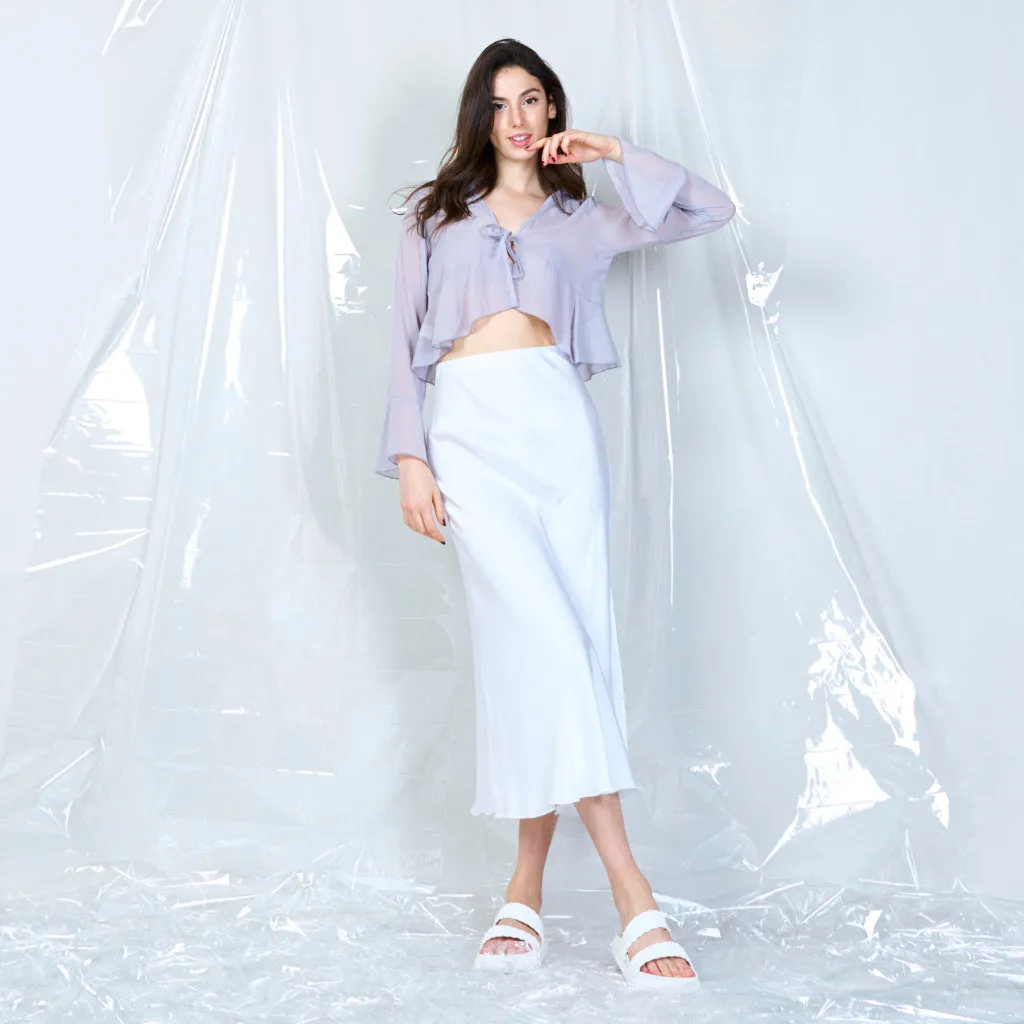 Sheer tie-front blouse wholesale