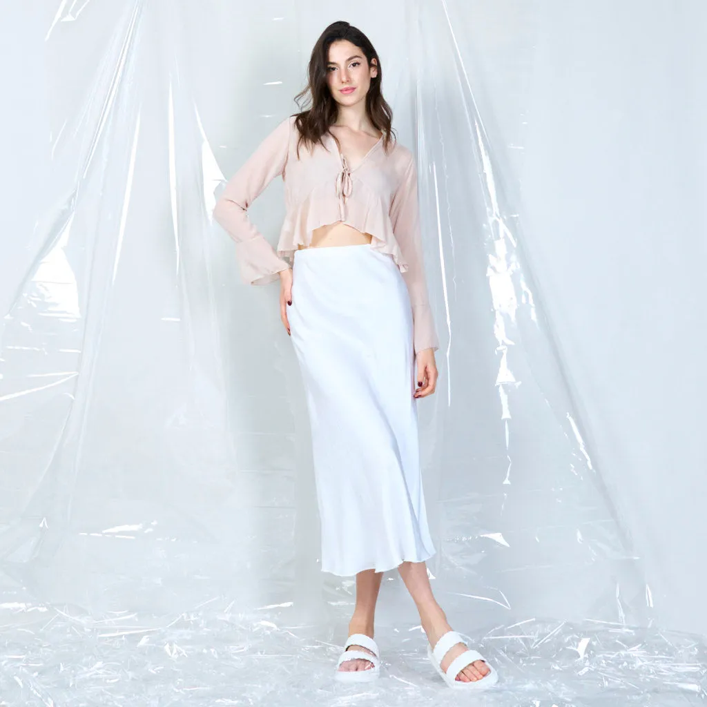Sheer tie-front blouse wholesale