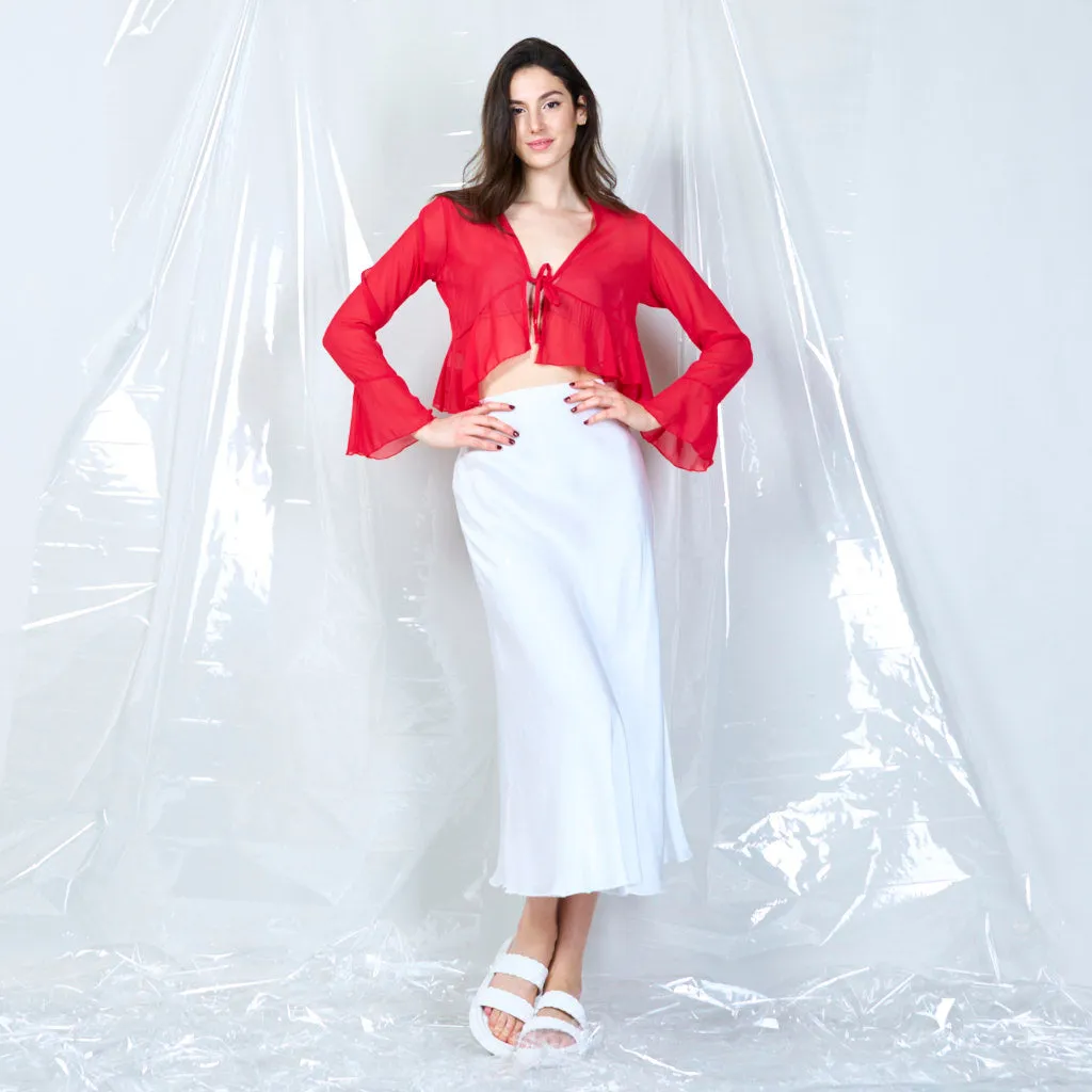 Sheer tie-front blouse wholesale