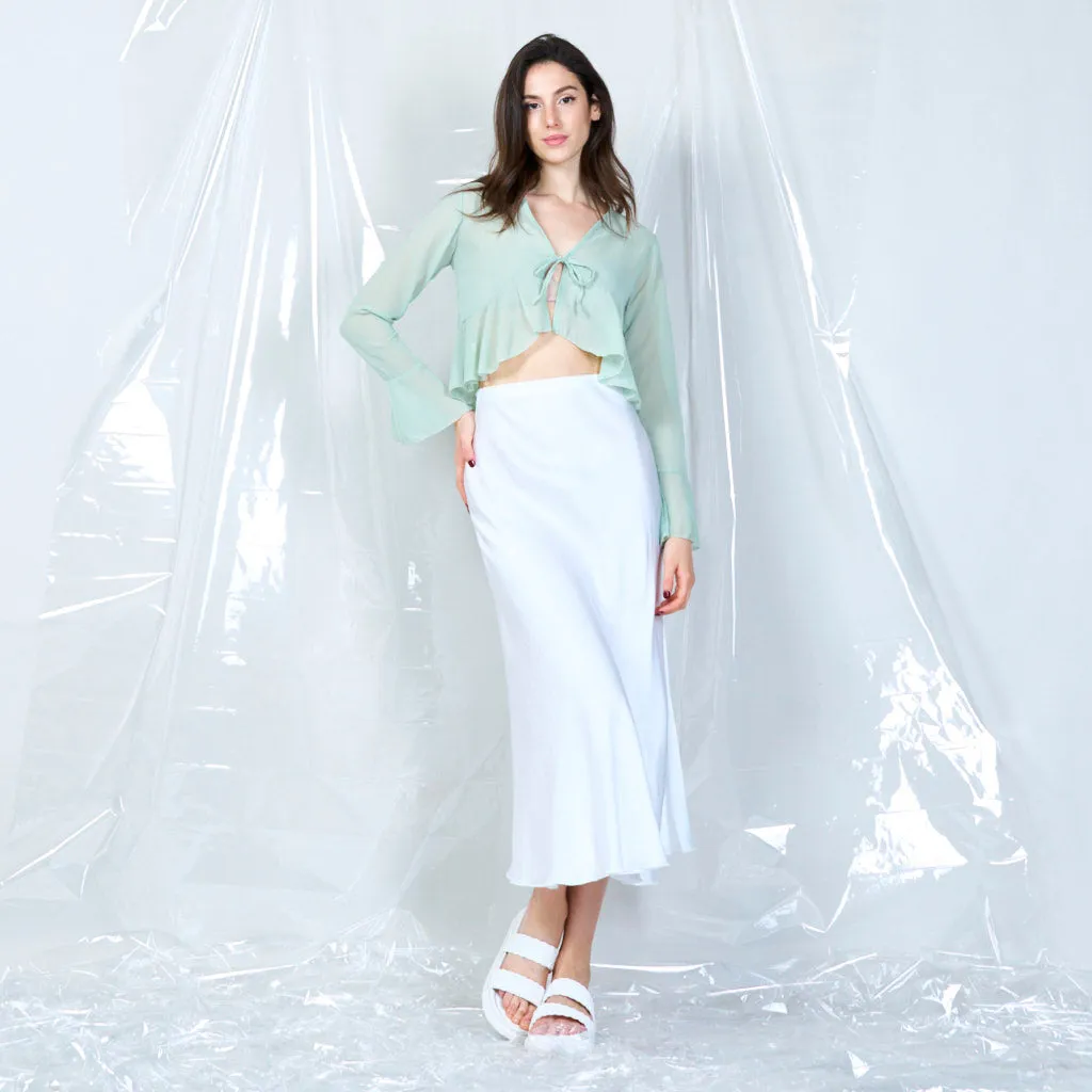 Sheer tie-front blouse wholesale