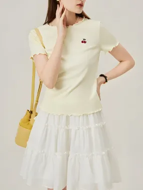 Soft Girl Cherry Lettuce Edge Tee