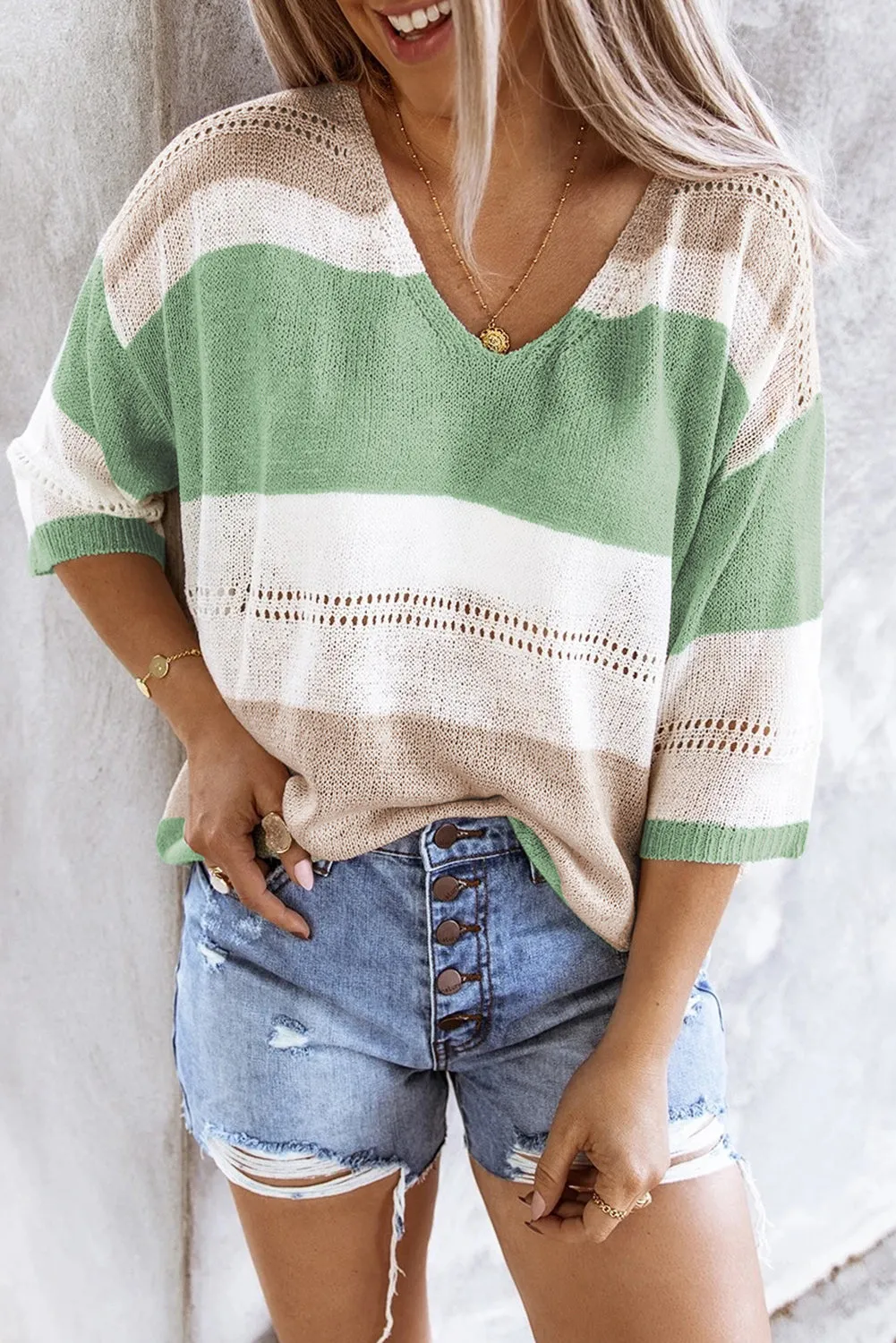 Spring Meadow Long Sleeve Loose Casual Knit Top