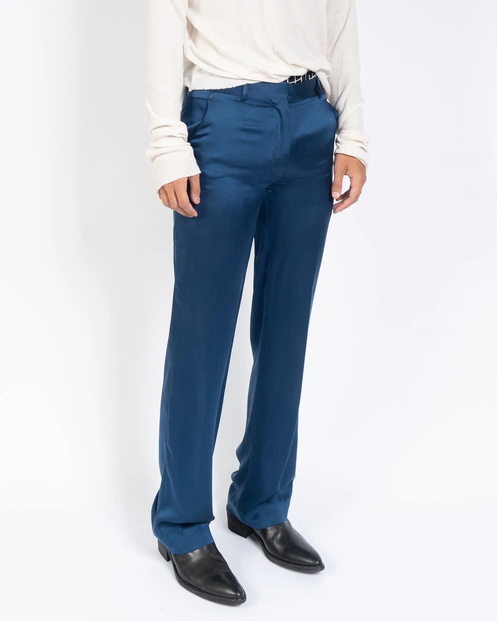 SS14 Silk Satin Trousers Blue