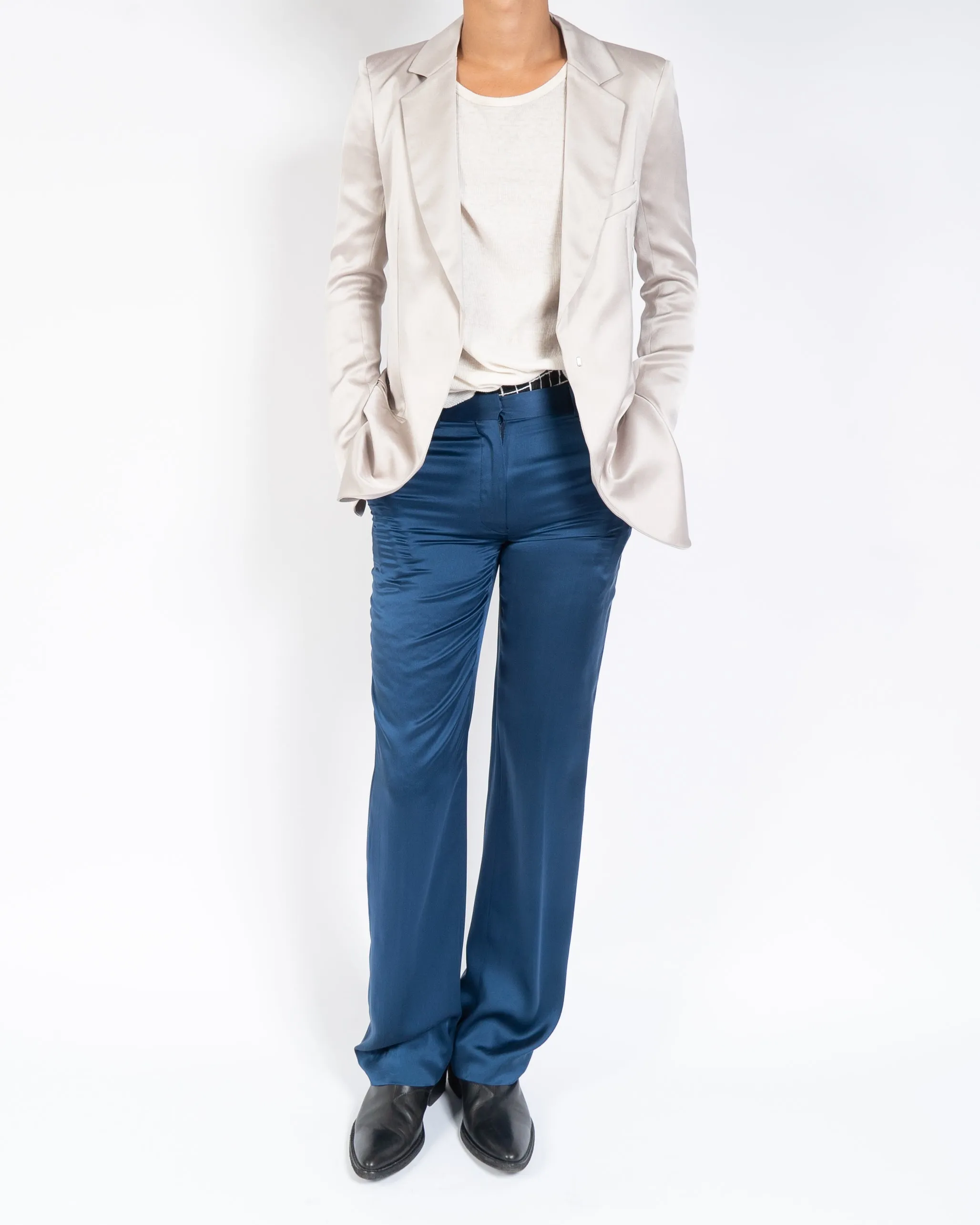 SS14 Silk Satin Trousers Blue