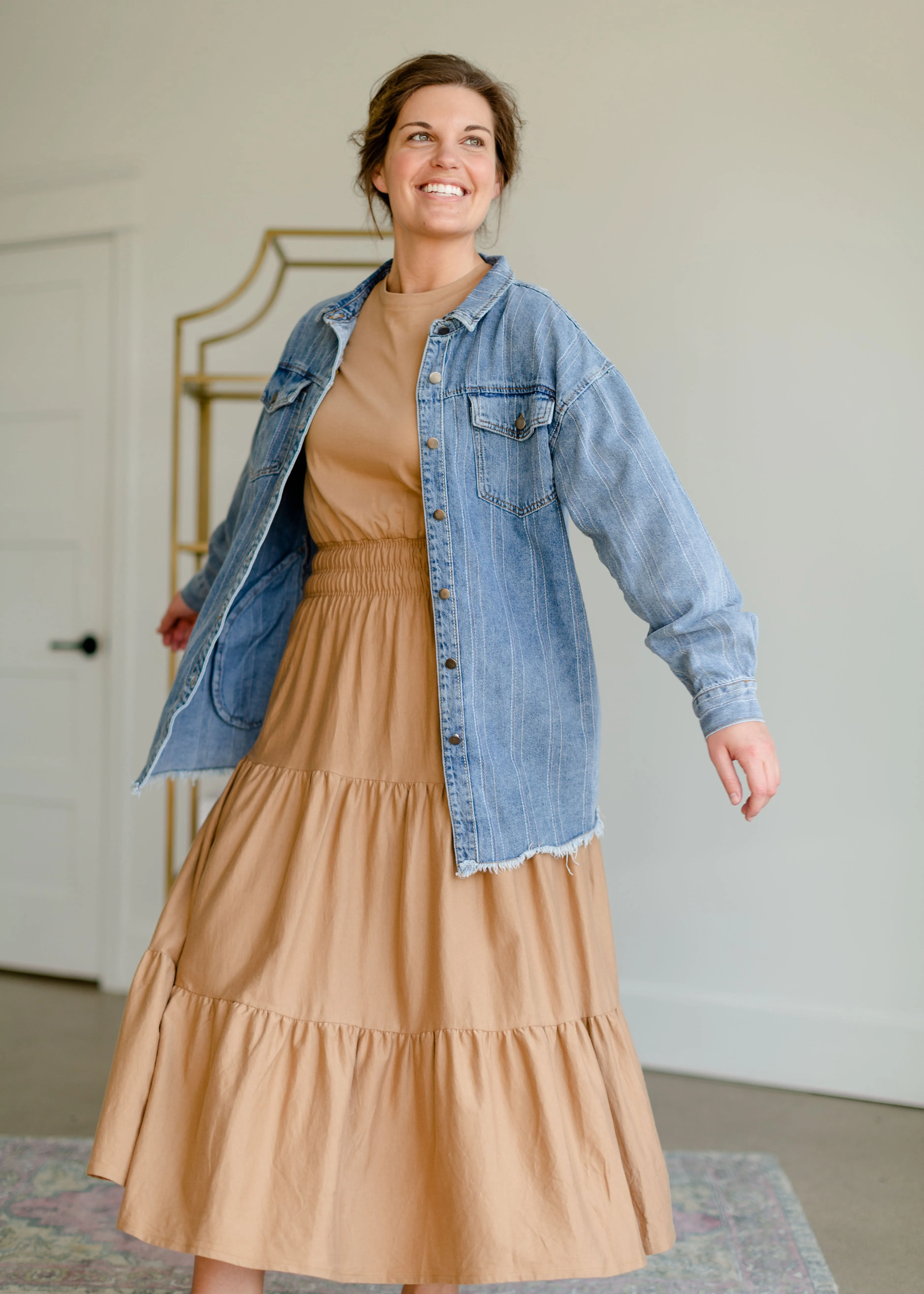 Striped Denim Shirt Jacket - FINAL SALE