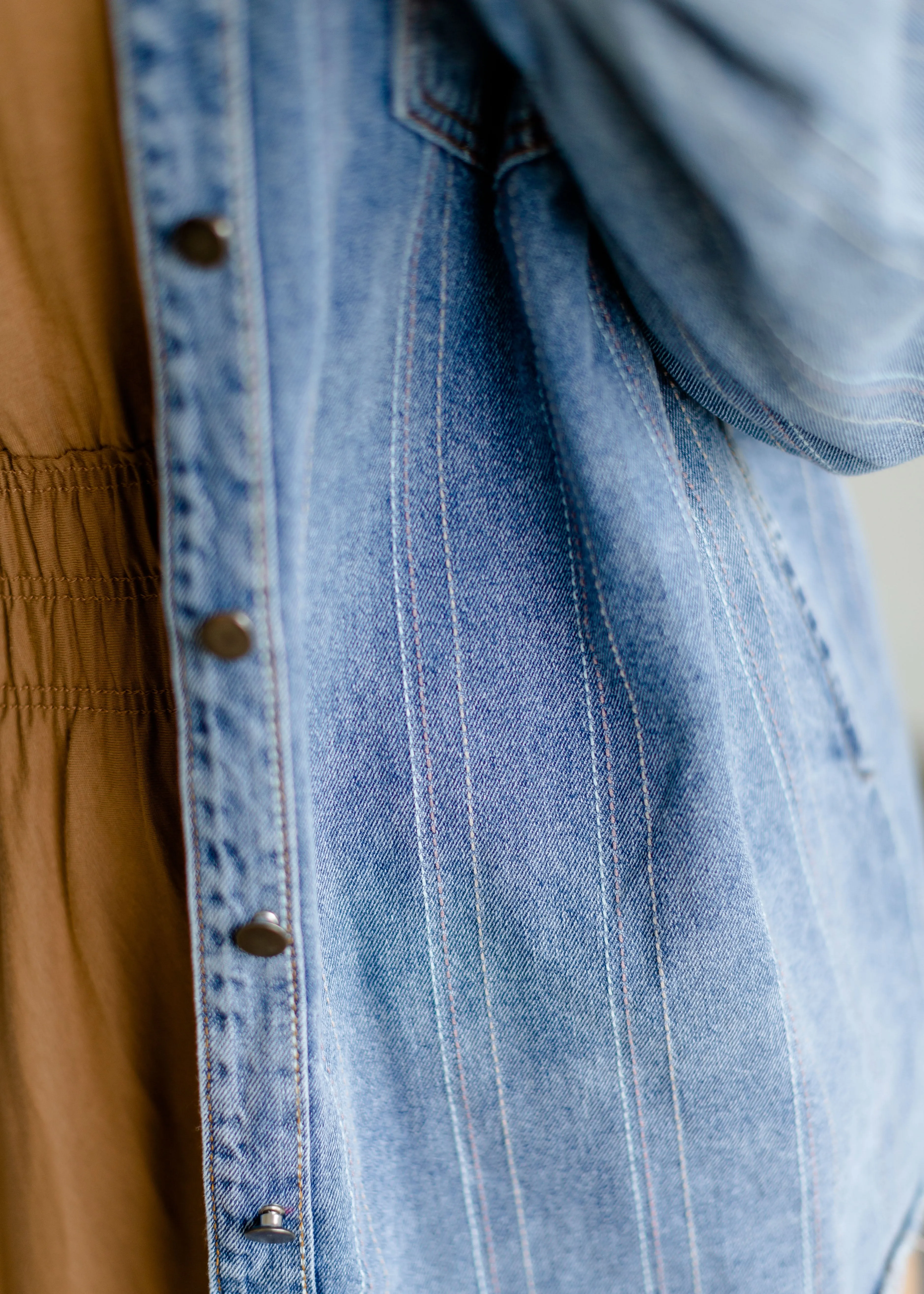 Striped Denim Shirt Jacket - FINAL SALE