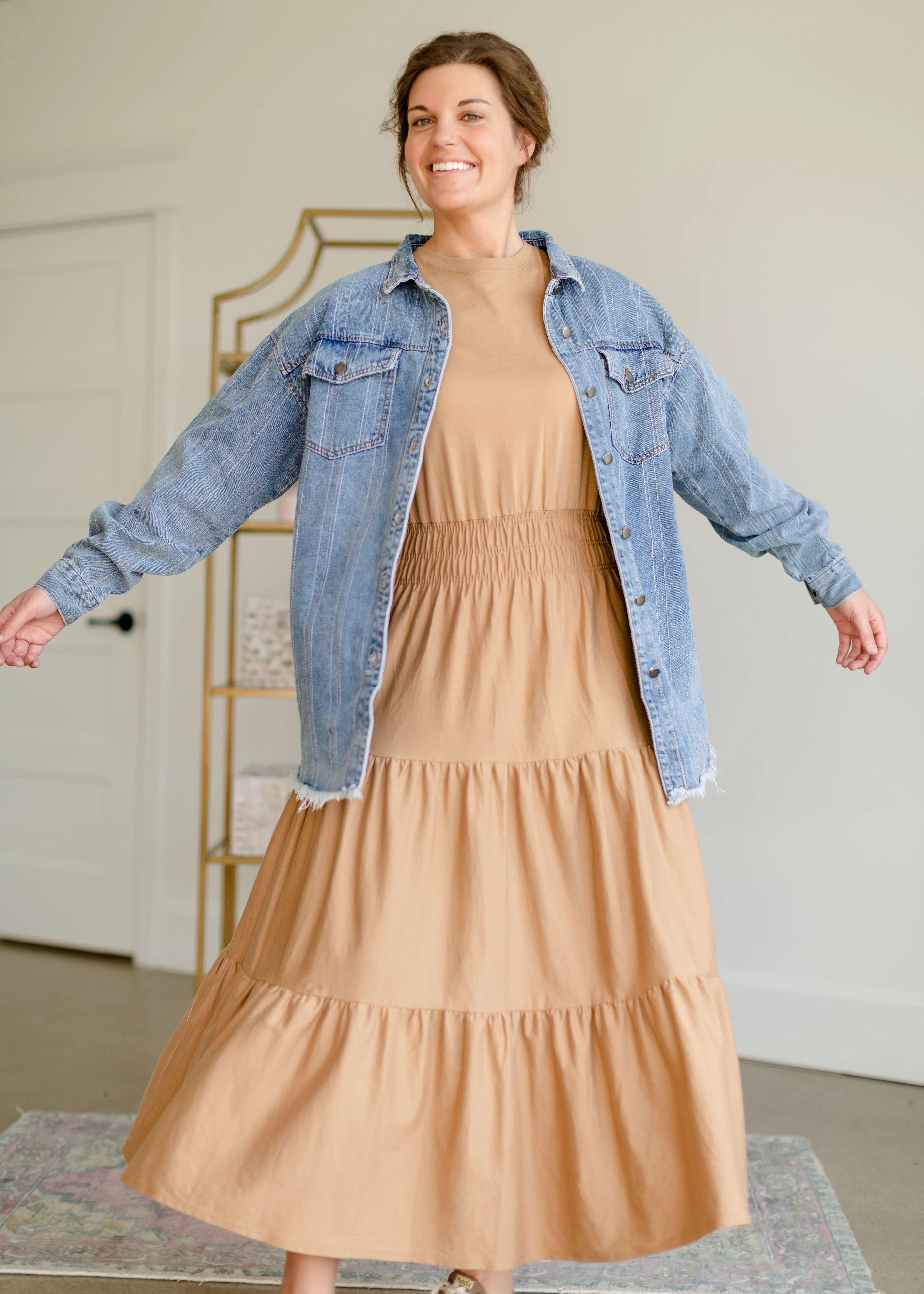 Striped Denim Shirt Jacket - FINAL SALE