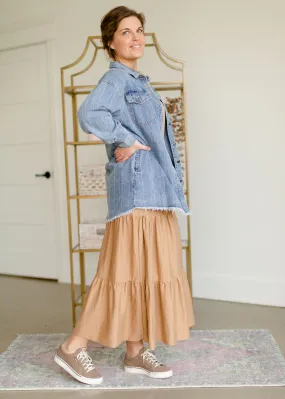 Striped Denim Shirt Jacket - FINAL SALE