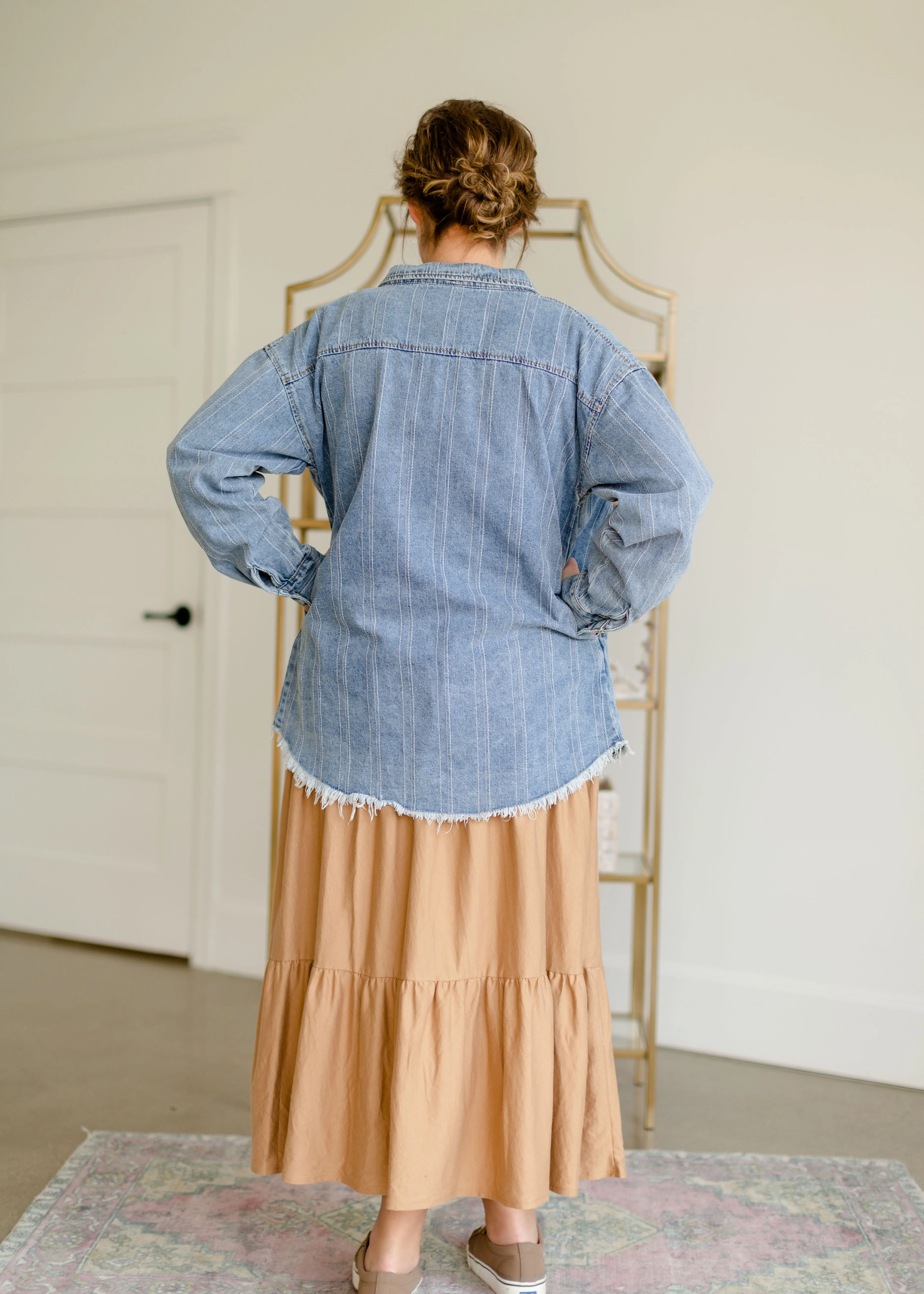 Striped Denim Shirt Jacket - FINAL SALE