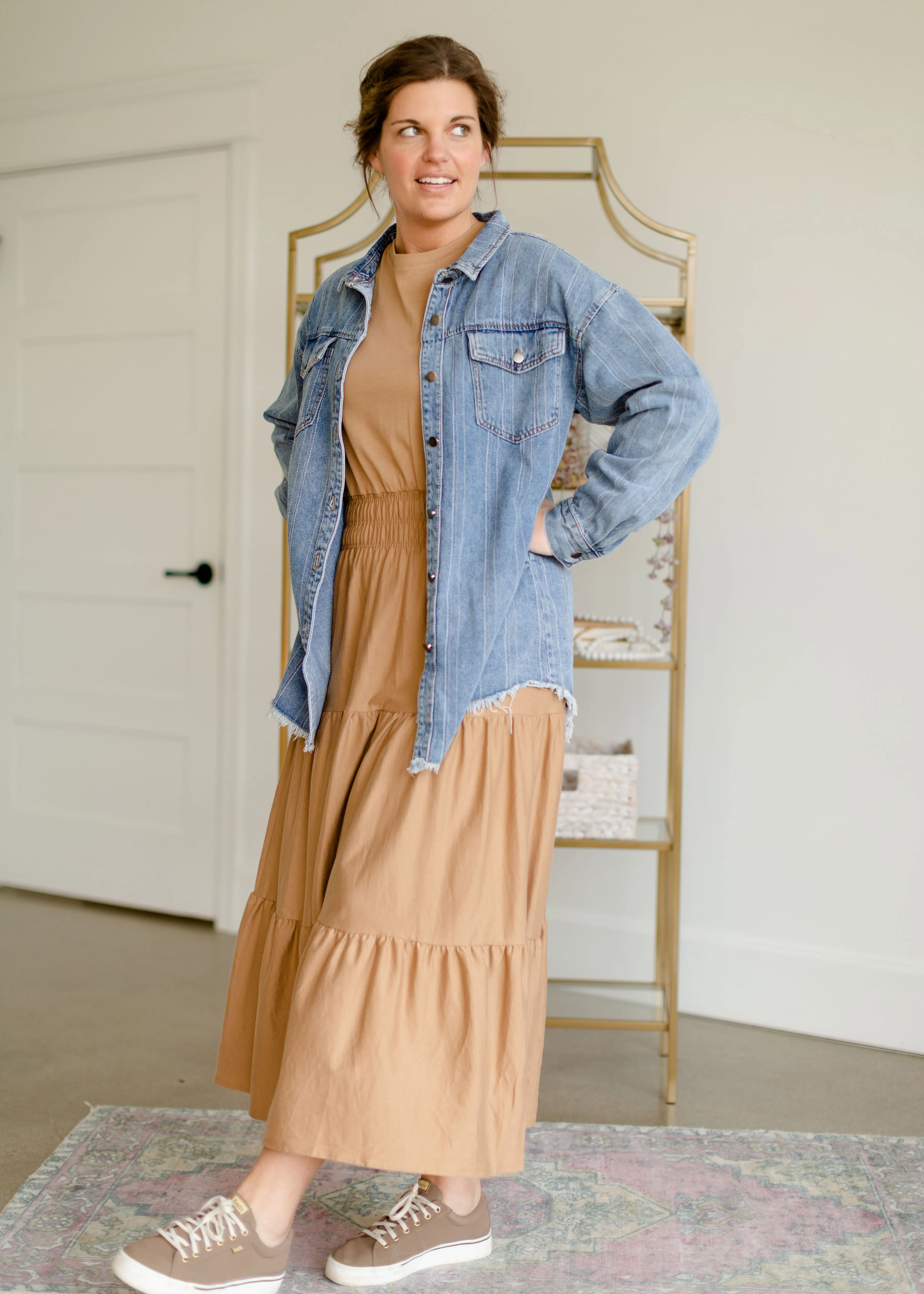 Striped Denim Shirt Jacket - FINAL SALE